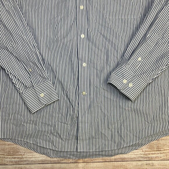Men's Ralph Lauren Blue White Striped Button Down Shirt XL Long Sleeve Casual - Picture 13 of 15